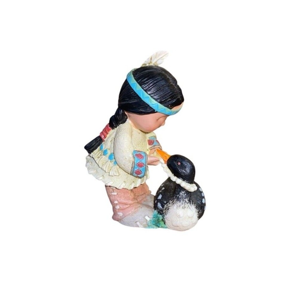 Friends of the Feather Enesco Native Figure Karen Hahn Mini Pearls Duck Trinket
